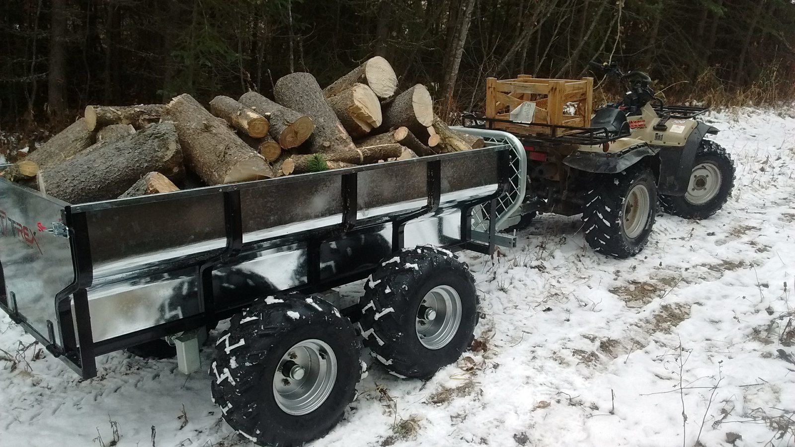 trex wood on a trailer