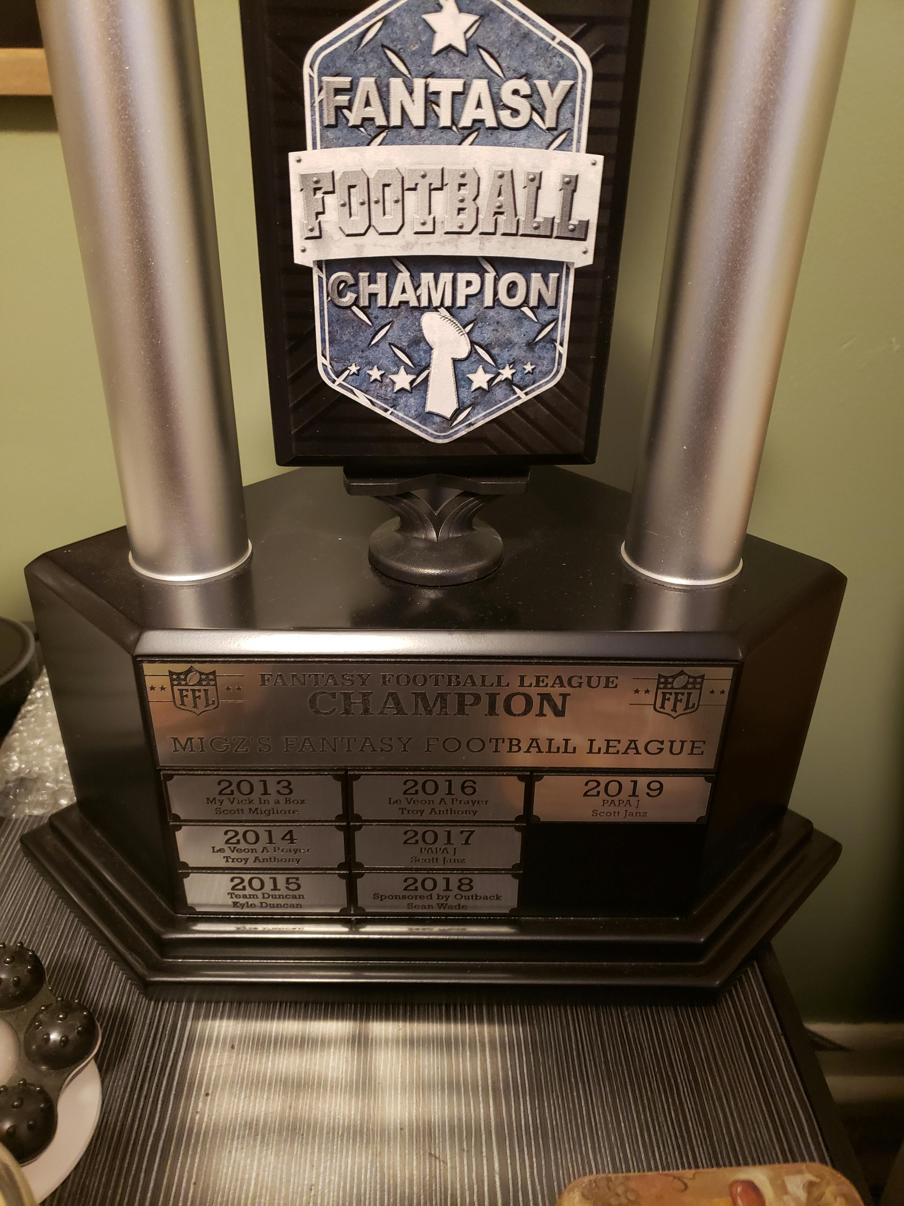 26-56 Vivid Football Trophy- Silver - Perpetual Base – Fantasy