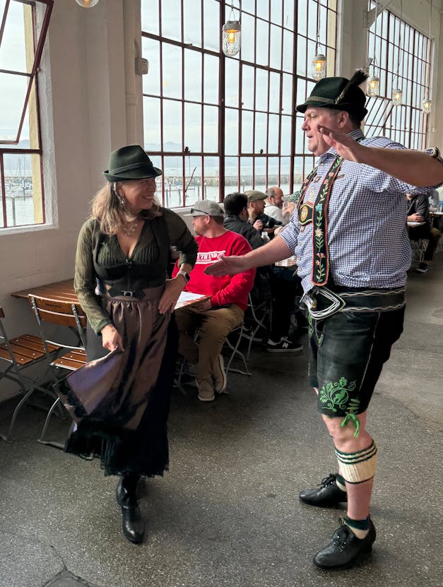 Lace Long Sleeve V-Neck Dirndl Blouse