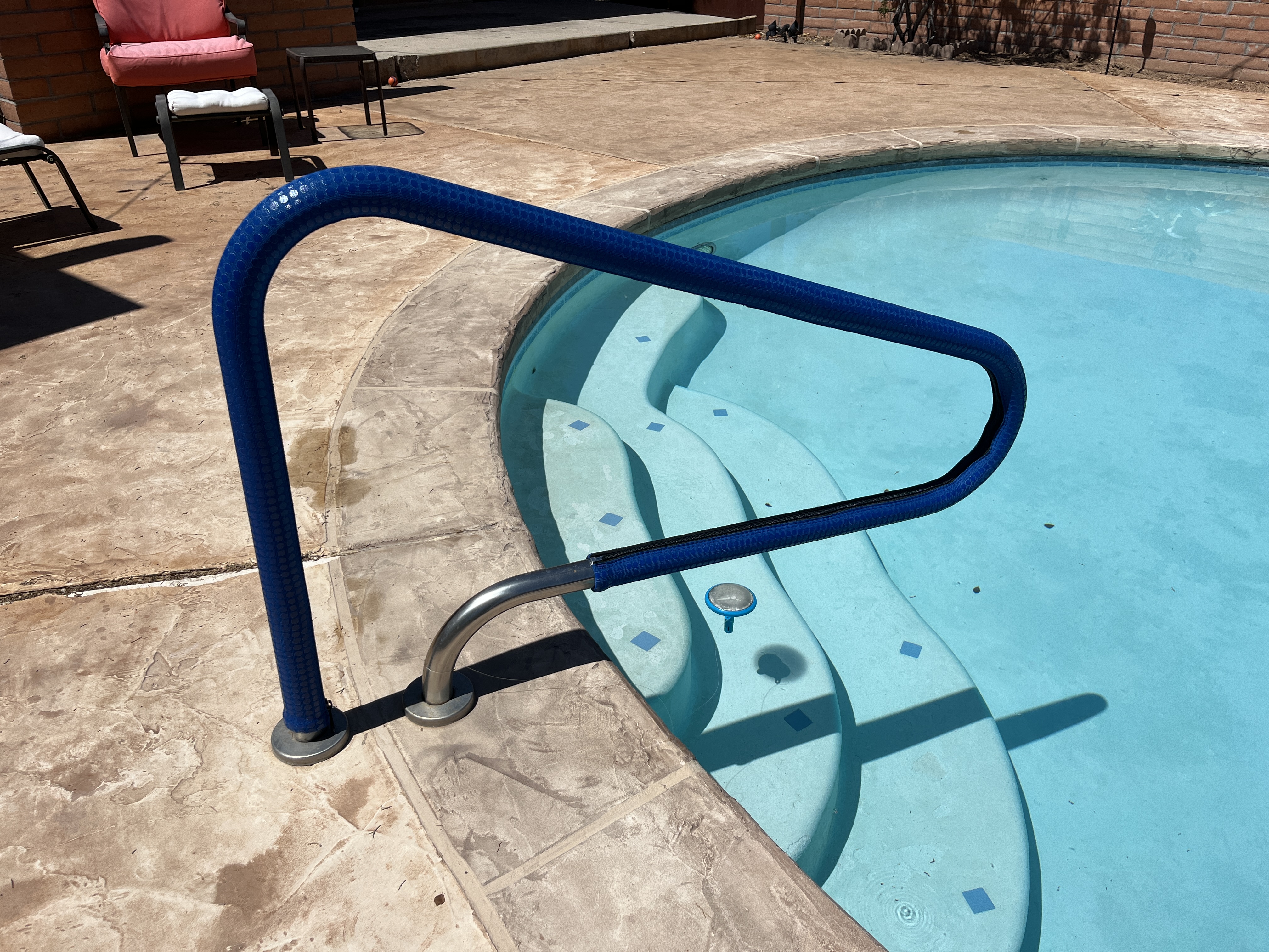 Poignées De Sécurité Pour échelle De Piscine - Revêtement Antidérapant Bleu Royal - Pour Spa Et Piscine