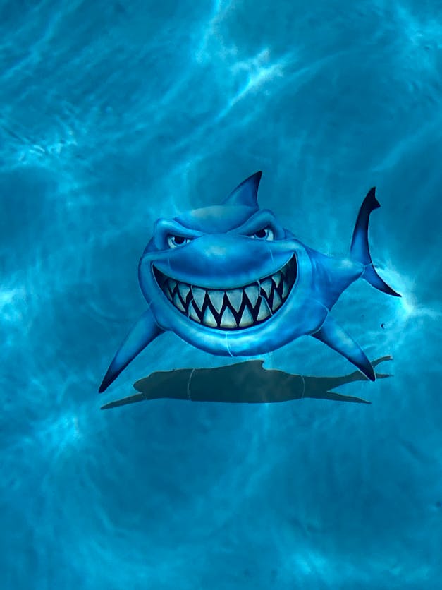 Gotcha Shark Porcelain Pool Mosaic By Custom Mosaics, Inc. | PORC